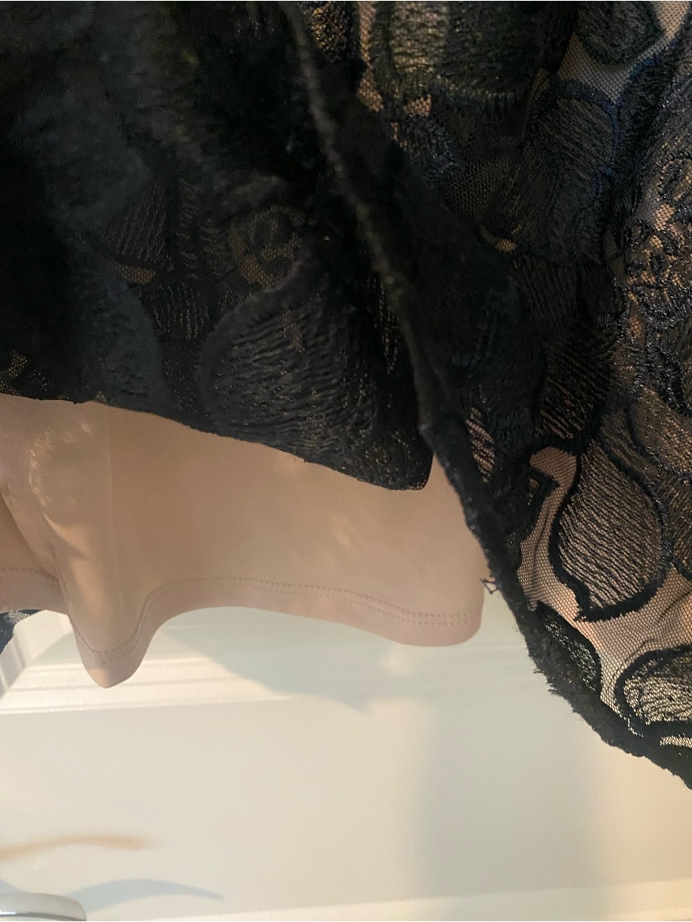 Express Chic Floral Lace Slip Dress - Black Lace over Nude Size Small - Picture 4 of 9